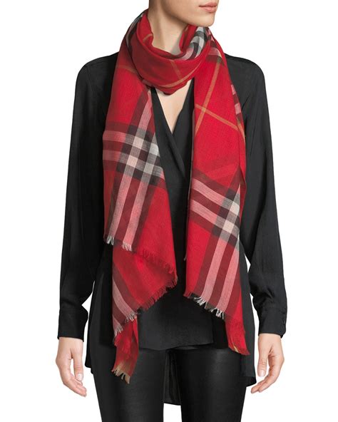 burberry gauze giant check scarf cornflower neiman|giant check gauze scarf.